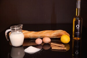 Ingredients pour preparer le pain perdu